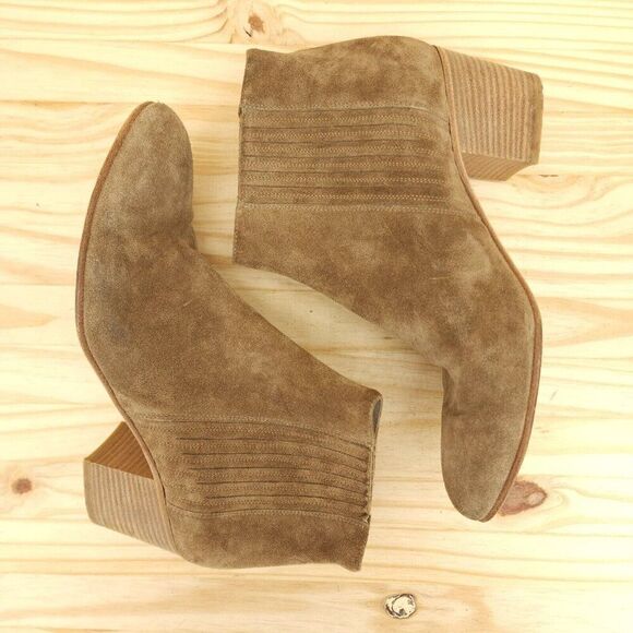 Vince. Women's Ankle Boots Sz 10 Brown Suede Stacked Heel Western Boho Booties - Picture 5 of 10
